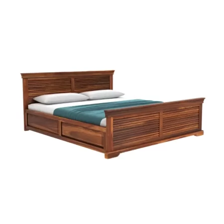 Honey Finish Sheesham Wood King Size Wooden Double Bed