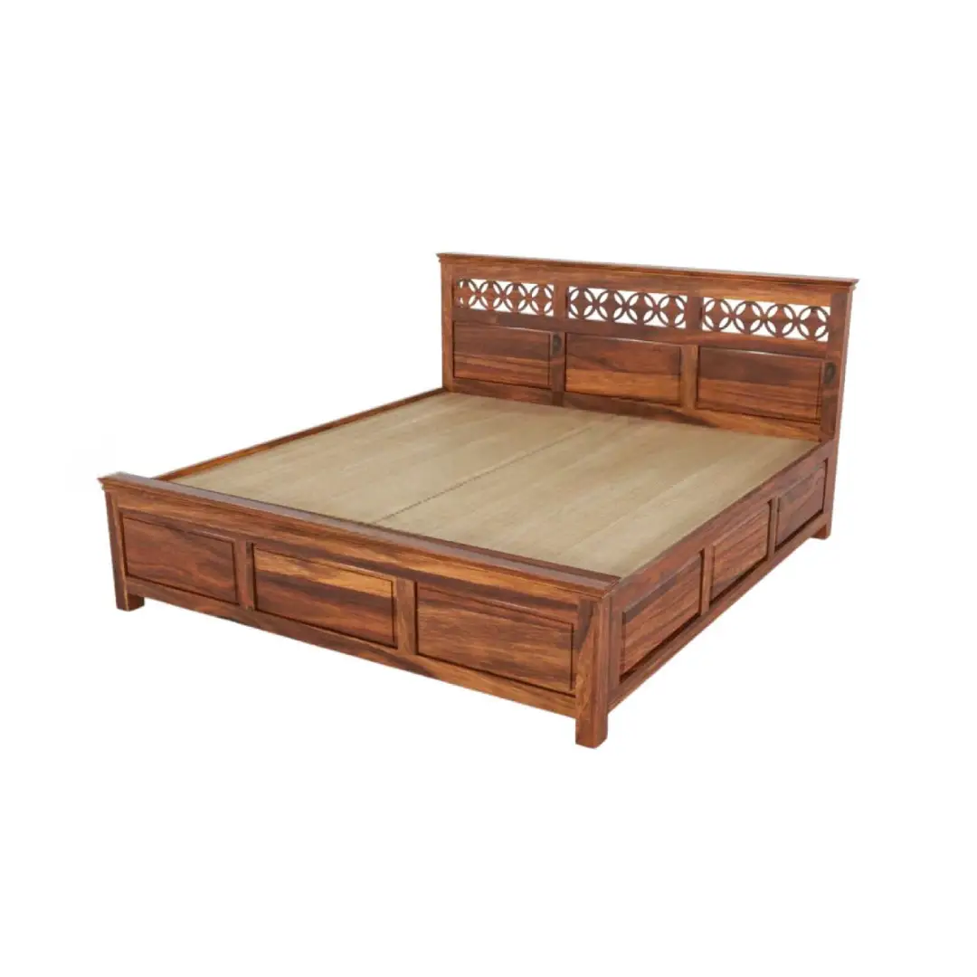 Solid Sheesham Wood Storage Bed with Top Box