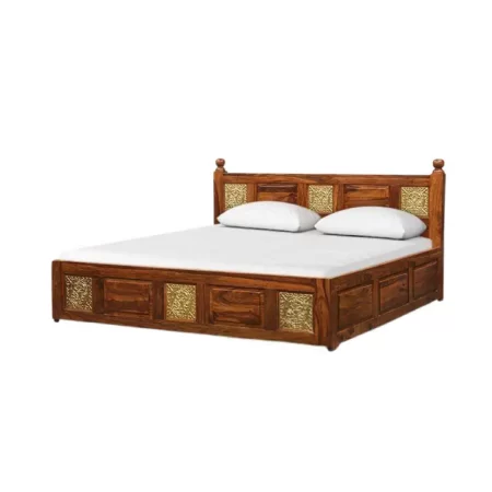 King & Queen Size Walnut Finish Sheesham Wood Bed