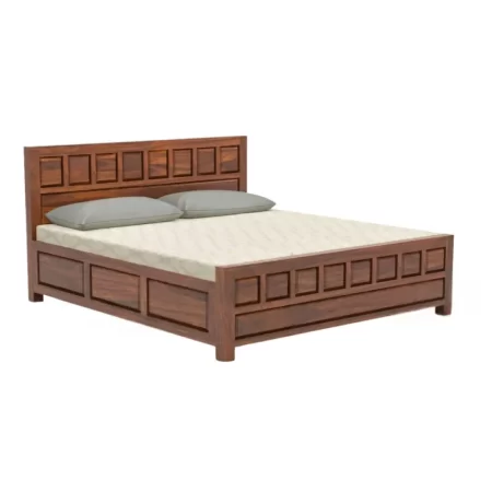 King & Queen Size Honey Finish Solid Wood Bed