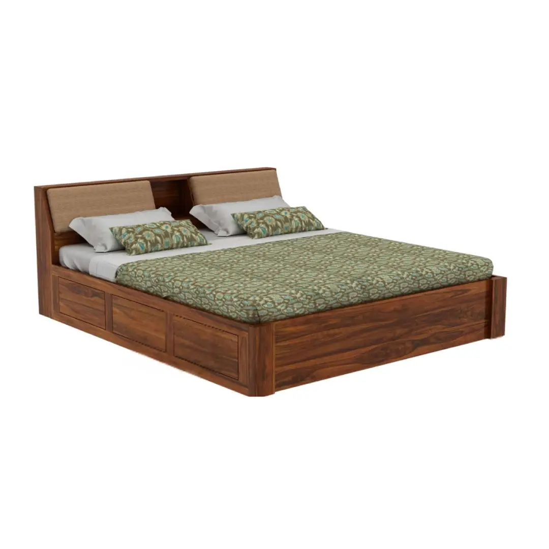 King Size Tamra Brass Design Sheesham Wood Bed