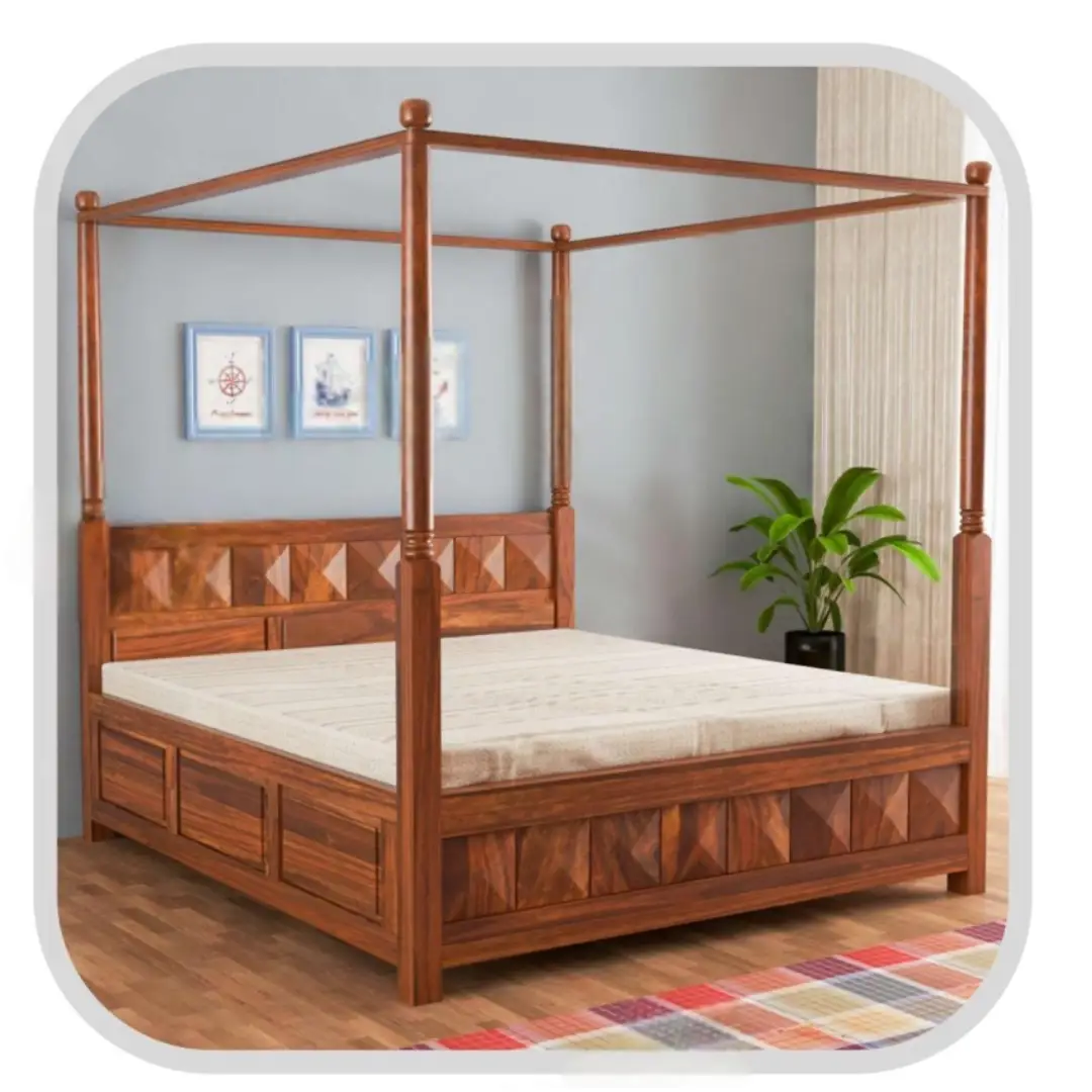Gitti Design Solid Wood Poster Bed – Luxury Wooden King Size Bed with Premium Finish