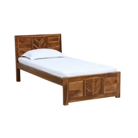 Classic Solid Wood Single Bed – Elegant Wooden Cot Design for Home