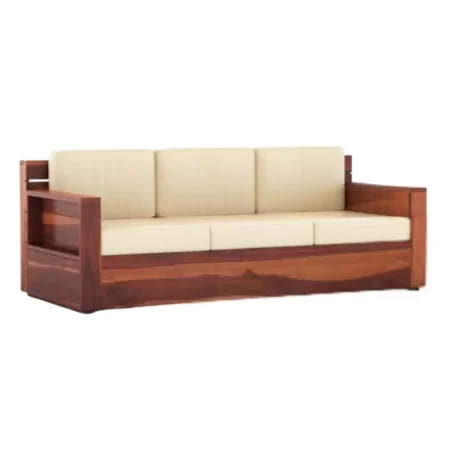 Three Seater Honey Wood Sofa Set